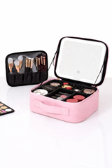 Rechargeable Makeup Bag with LED Mirror – PU Leather Travel Case