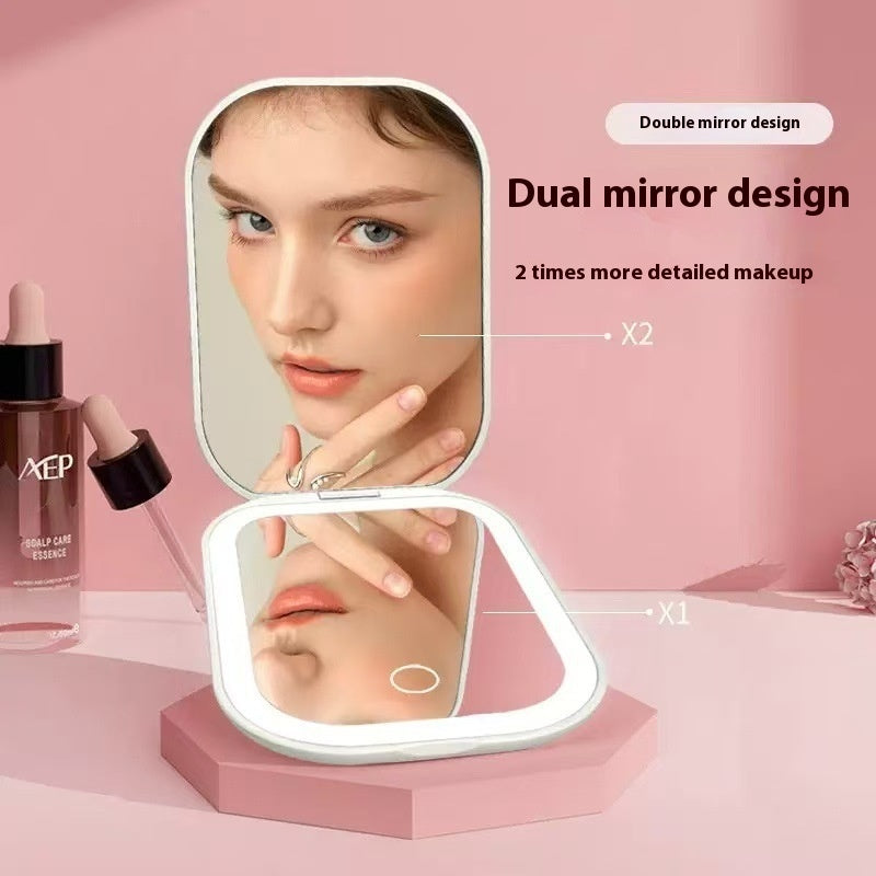 Ultra-Thin Foldable LED Makeup Mirror with Tricolor Light