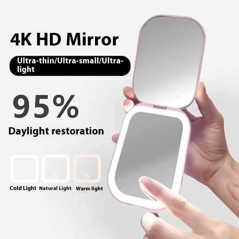 Ultra-Thin Foldable LED Makeup Mirror with Tricolor Light